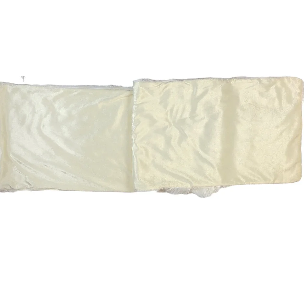 Tahari Home Faux Fur Table Runner Ivory Soft Luxury Cozy Chic